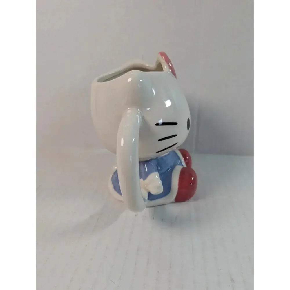 Hello Kitty 3D Sculpted Ceramic Mug 20oz Blue Dress Pink Bow Sanrio Figure